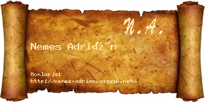 Nemes Adrián névjegykártya